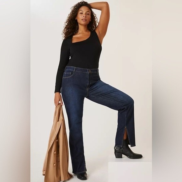 Pilcro Anthropologie The Split Straight Jeans Split Ankle Hem Medium Wash Trendy - Picture 1 of 13